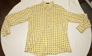 Vintage Holbrook L Yellow Long Sleeve Button-Down All-Over Mallard Duck USA